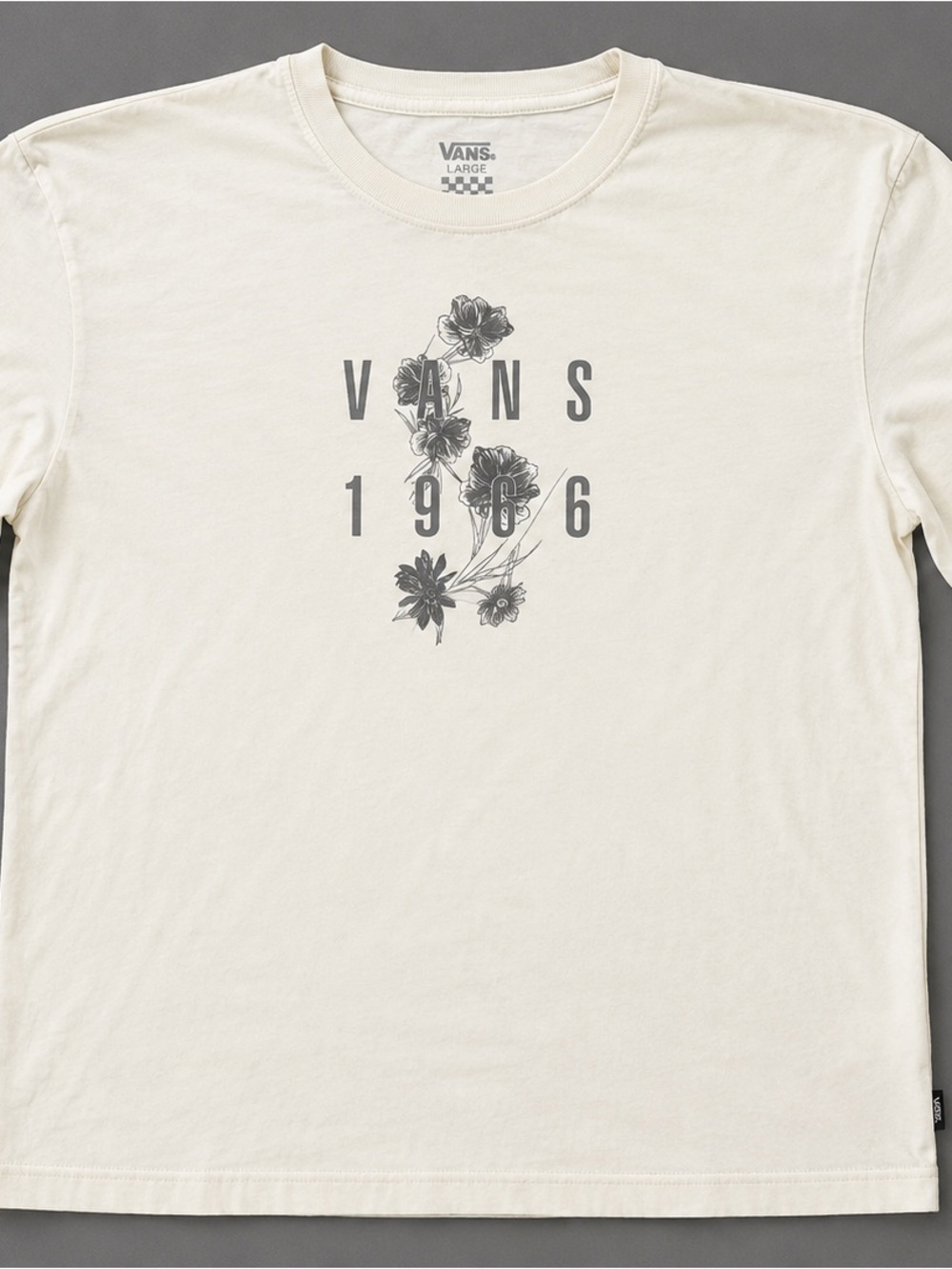 Vans 1966 Floral Graphic Long Sleeve Shirt Cream Size Large
